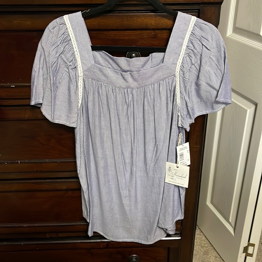Square Neck Flutter Sleeve Top